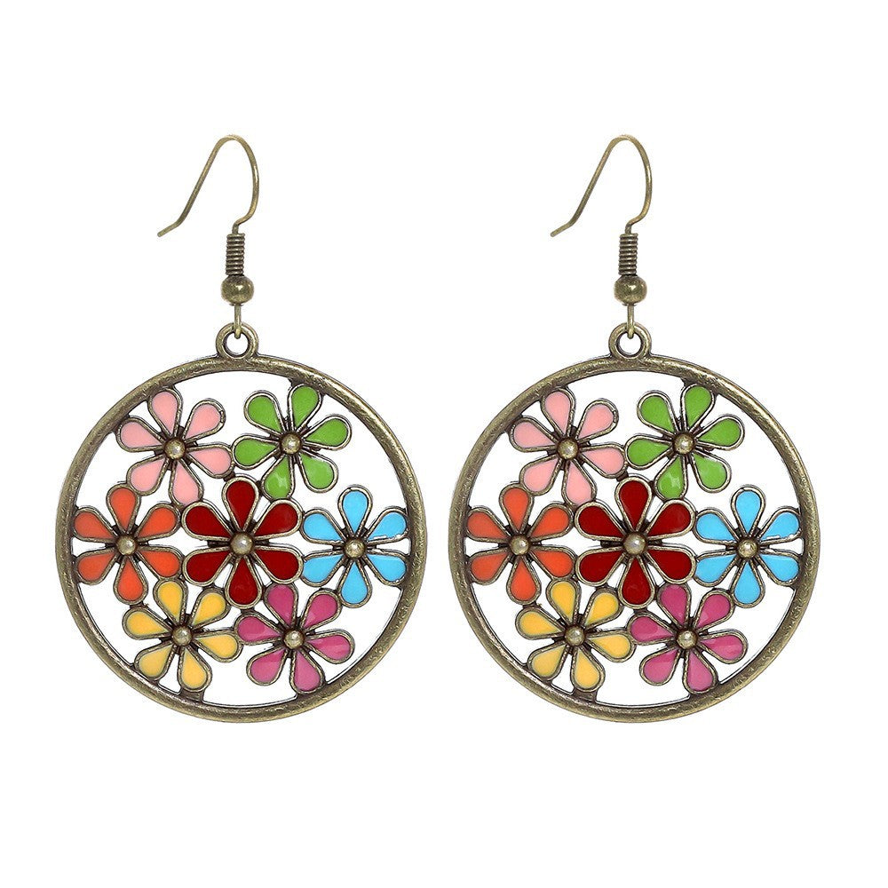 Wholesale Alloy Vintage Flower Earrings Set Bohemian Style Jewelry Accessory