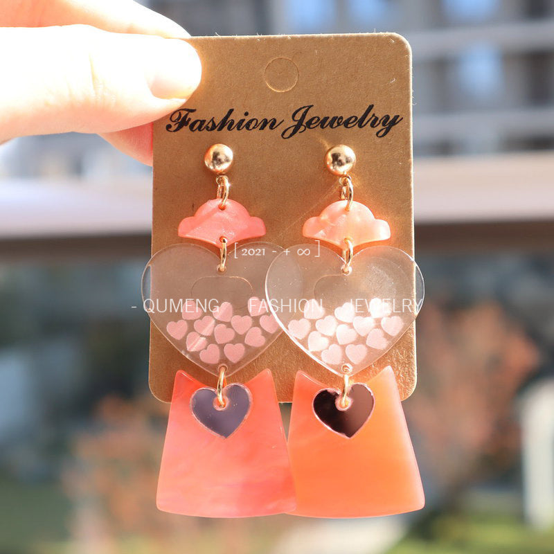 Wholesale Valentine's Day Acrylic Pink Love Gachapon Earrings