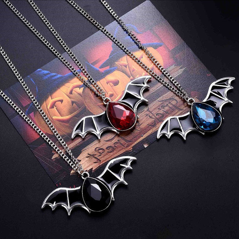 Wholesale Bat Pendant Dripping Oil Necklace Trendy Fashion Accessory For Couples
