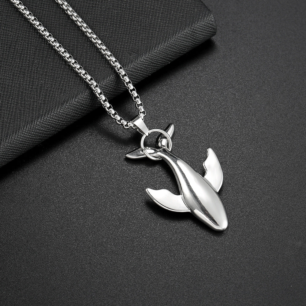 Wholesale Hip Hop Street Style Whale Pendant Long Necklace For Men Fashion Accessory Gift Boutique Resale