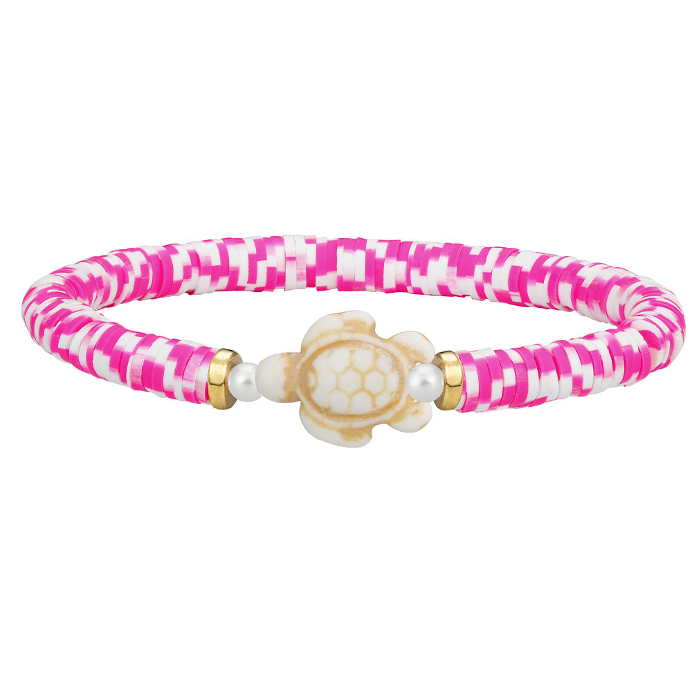 Wholesale polymer clay beaded elastic bohemian style handmade turtle bracelet