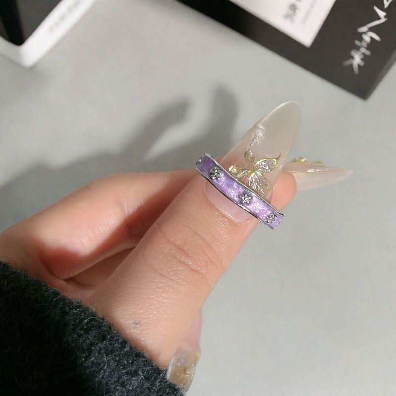 Wholesale Purple Drip Glaze Flower Ring