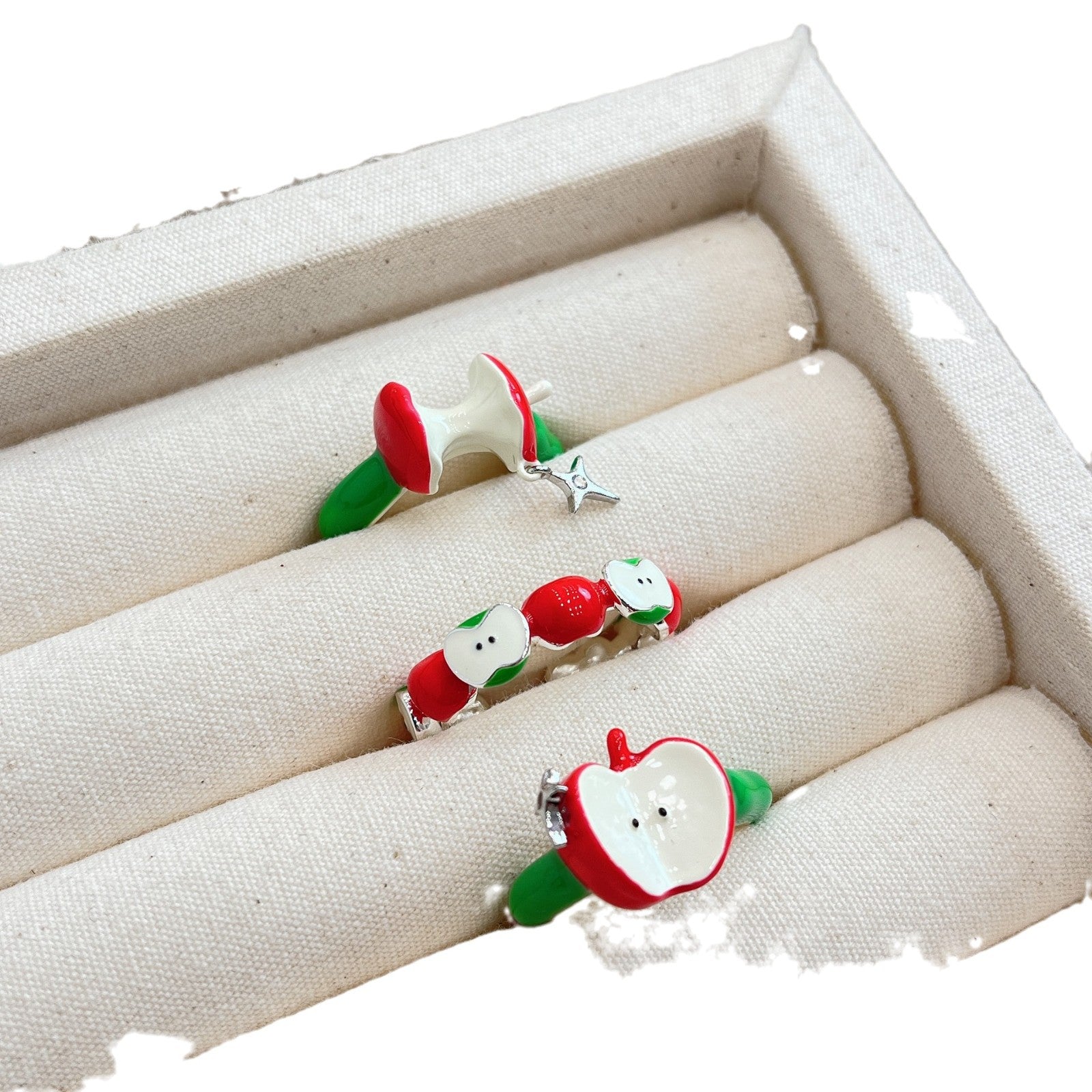 Wholesale  Red and Green Apple Open Ring