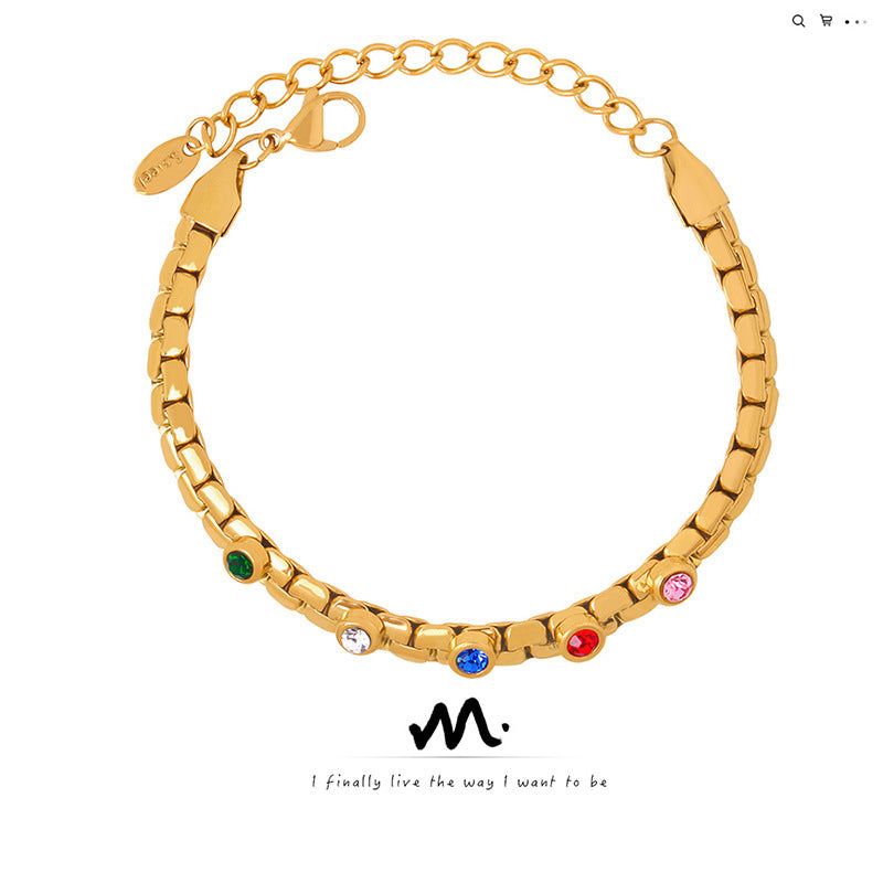 Wholesale Titanium Steel Bracelets Diamond Gold Plated Bracelet ACC-BT-MiLi001