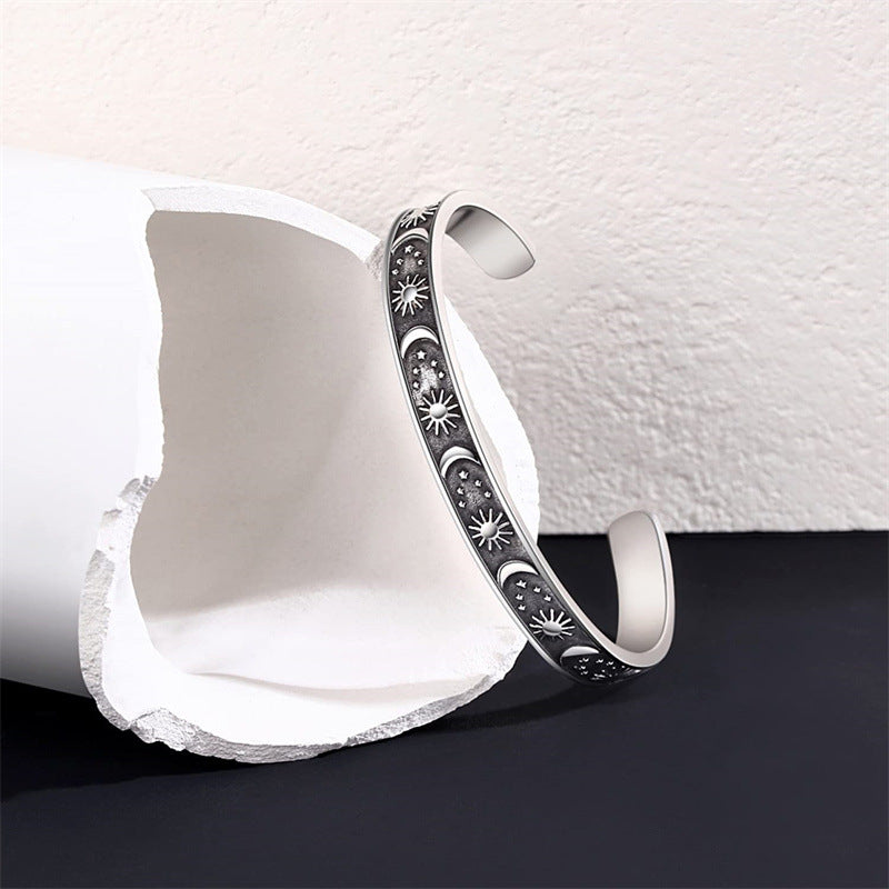 Wholesale stainless steel laser lettering open bracelet