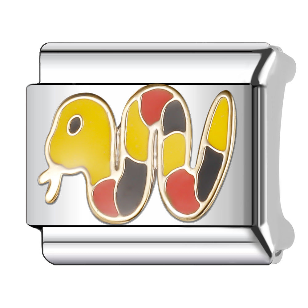 Wholesale Italian Charm Bracelet 9mm DIY Splicing Cute Cartoon Animal Stainless Steel Composable Bracelet