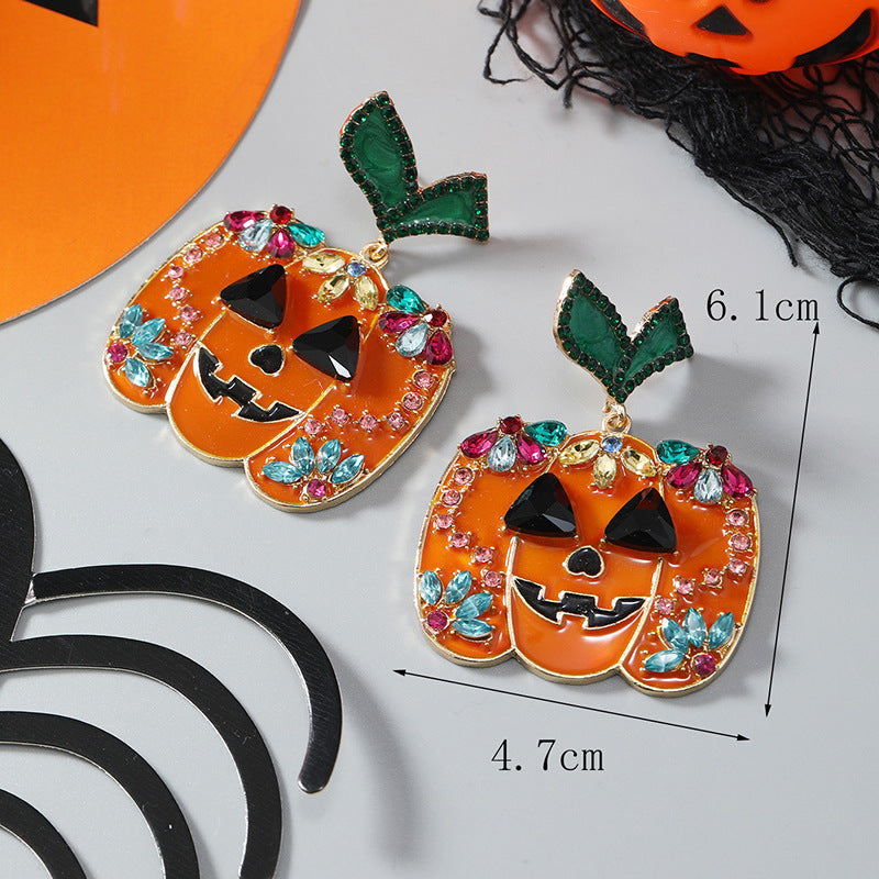 Wholesale Halloween Diamond Oil Dripping Skull Earrings ACC-ES-Haoc008