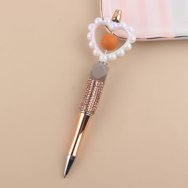 Wholesale  Diamond plastic love beaded pen  ballpoint pen color plastic pen