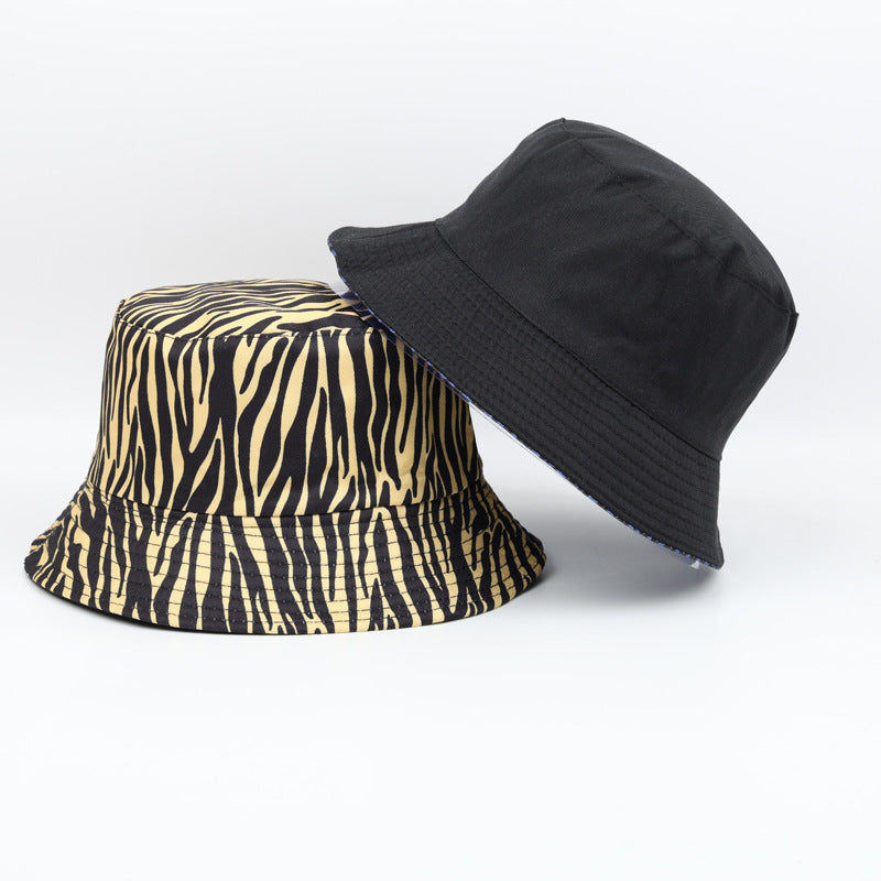 Wholesale  Retro Zebra Fisherman Hat Double-sided Leopard Digital Printed Bucket Hat