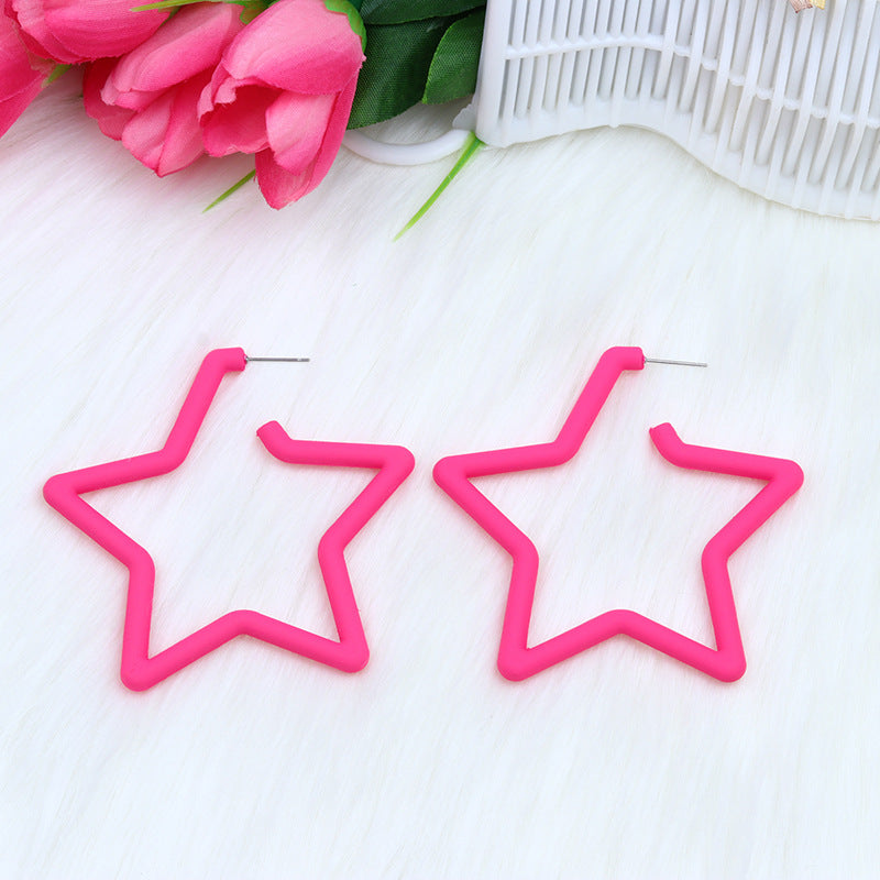 Wholesale  Geometric Five-pointed Star Spray Paint Earrings