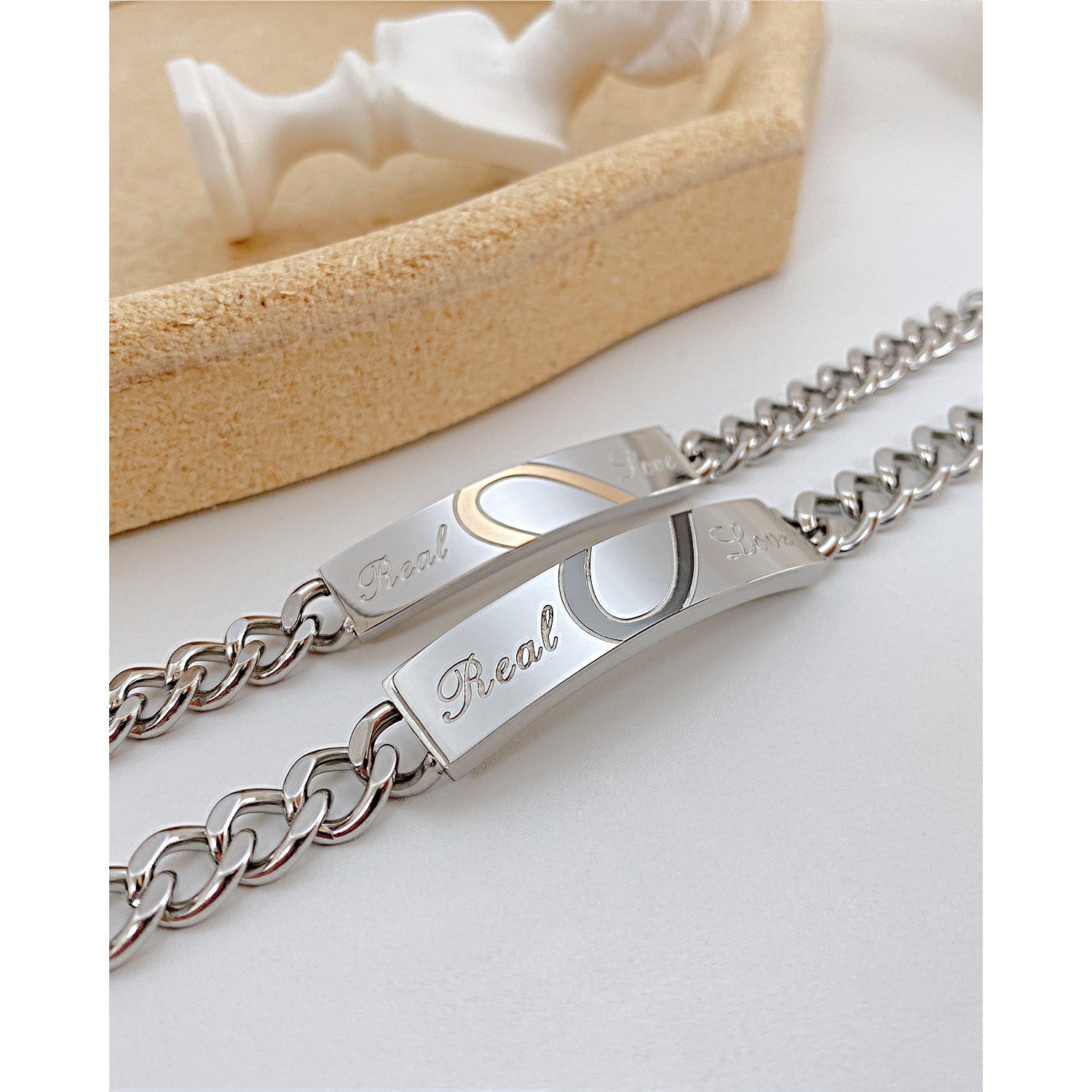 Wholesale stainless steel love puzzle couple bracelet