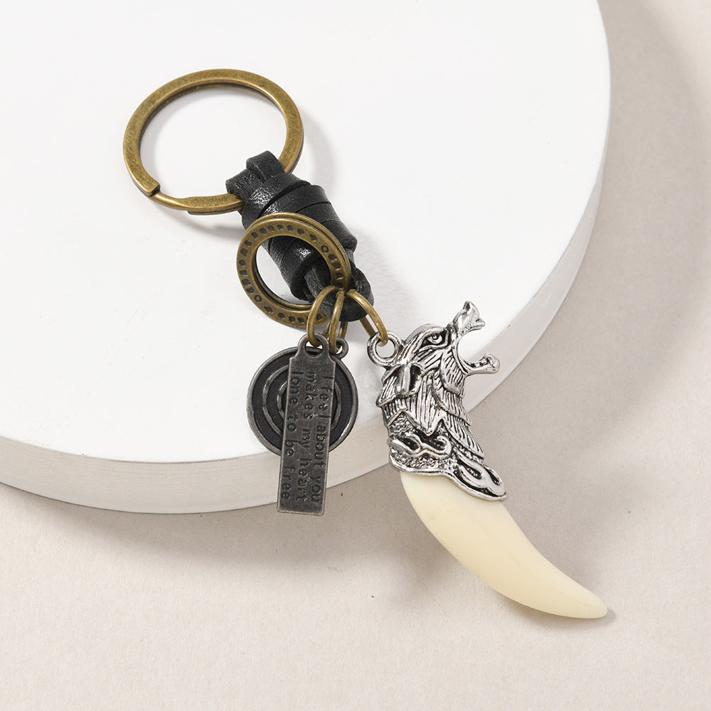 Wholesale  Fashion Wolf Head Alloy Hanging Keychain