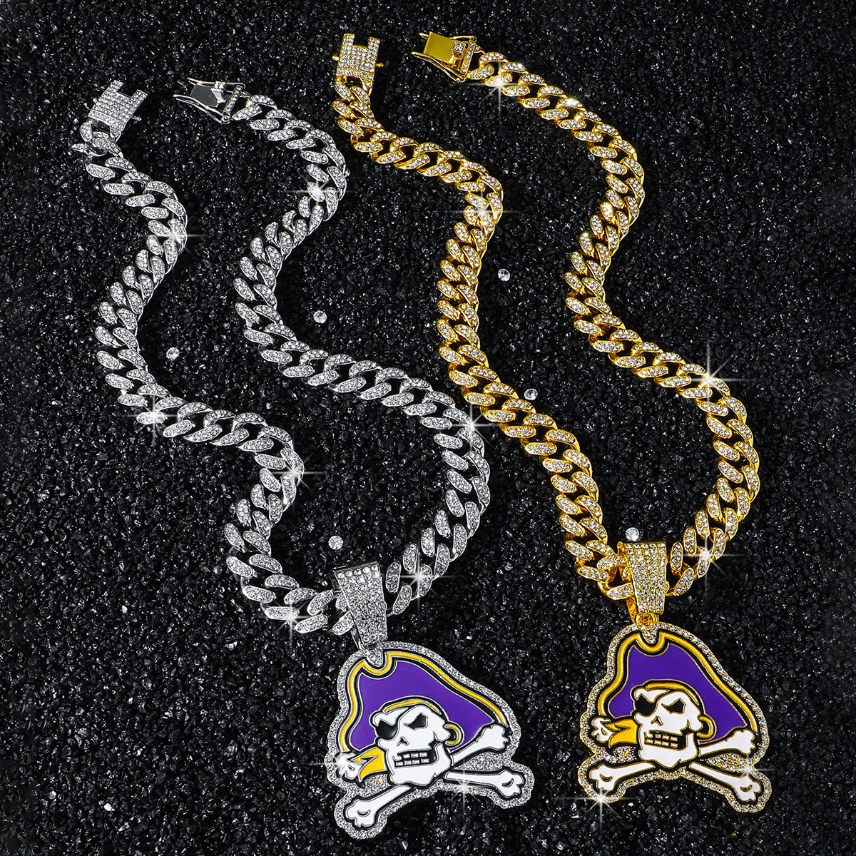 Wholesale Electroplated Zinc Alloy Men' s Hip-hop Diamond-cut Chain Pendant Necklace Fashion Accessory