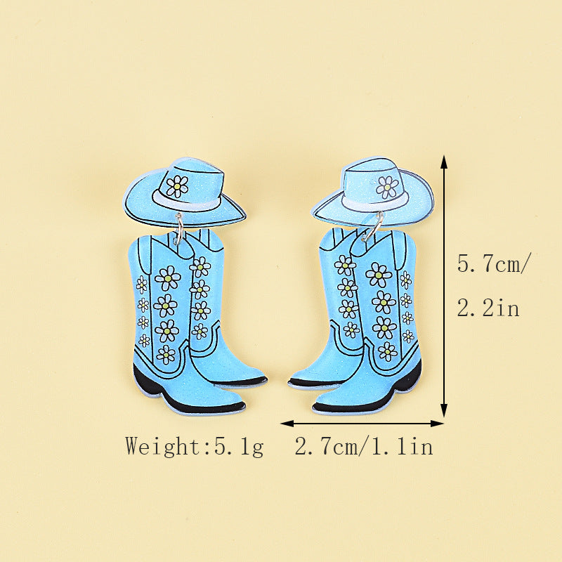 Wholesale Acrylic Mexican Festival Earrings Western Cowboy Hat Boots Earrings