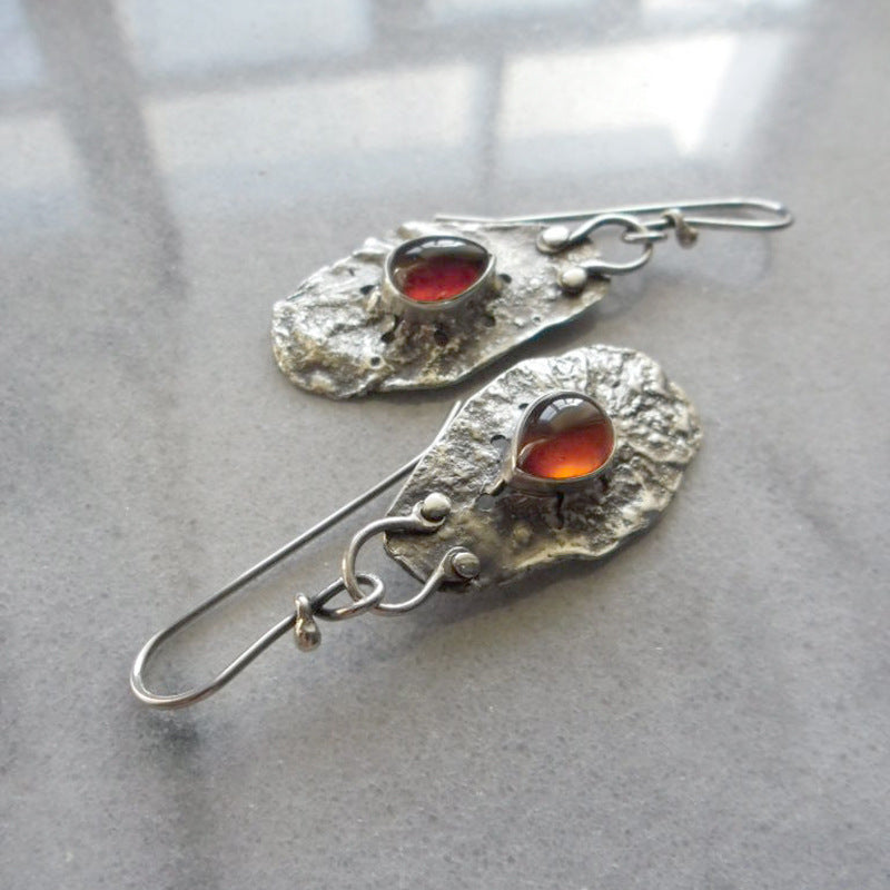 Wholesale Original design inlaid red drop stone earrings