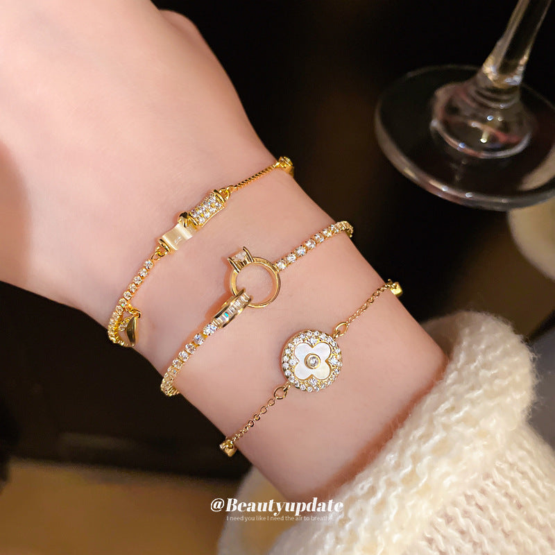 Wholesale Copper Zircon Slub Adjustable Bracelet