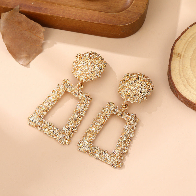 Wholesale Geometric Trapezoidal Long Earrings Frosted European Style Party Wear Jewelry Accessory