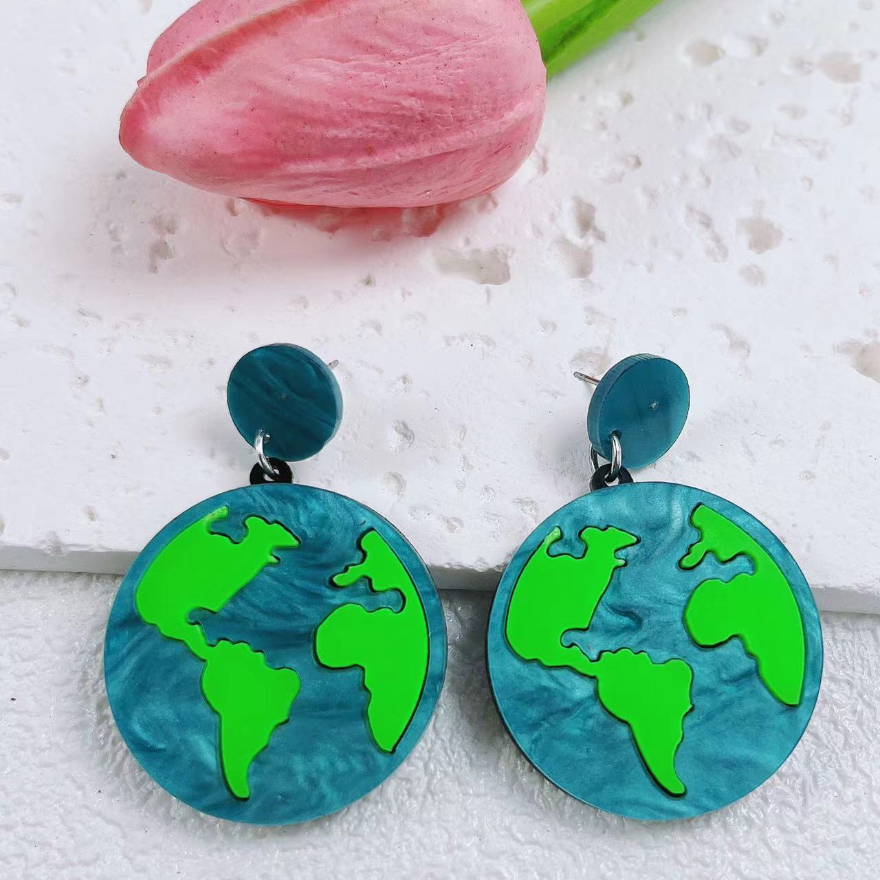 Wholesale Earth Eco-Friendly Glitter Acrylic Earrings ACC-ES-AnDao011