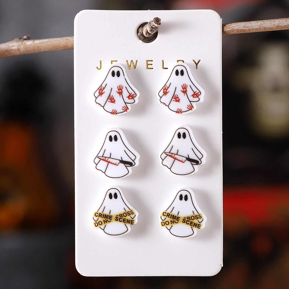 Wholesale Halloween Cute Colorful Flowers Ghost Gothic Acrylic Earring Set ACC-ES-ChuLian067