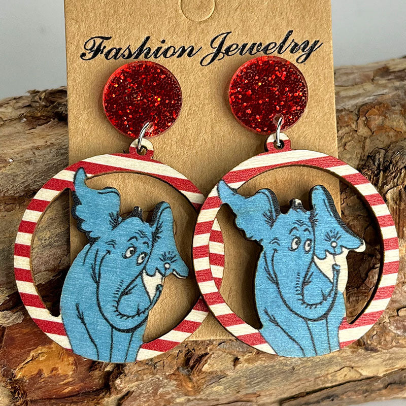 Wholesale Wooden Printed Glitter Cat Reading Earrings For Teacher Book Lover Fashion Jewelry Accessory