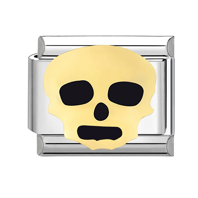 Wholesale Italian Charm Bracelet 9mm DIY Splicing Black Halloween Series Stainless Steel Composable Bracelet