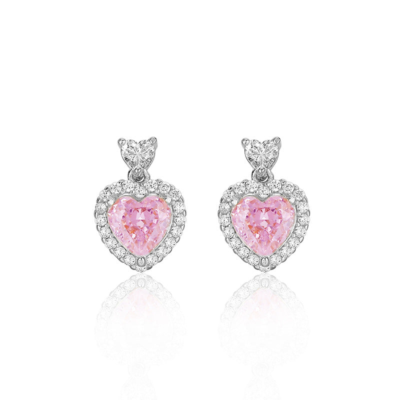 Wholesale Heartbeat Zircon Earrings Women's S925 Sterling Silver Luxury  Flower Stone Heart Shaped Earrings