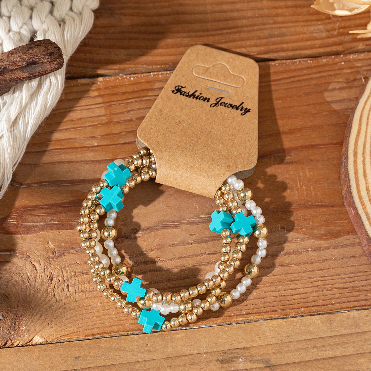 Wholesale Bohemian Cross Rice Bead Bracelet