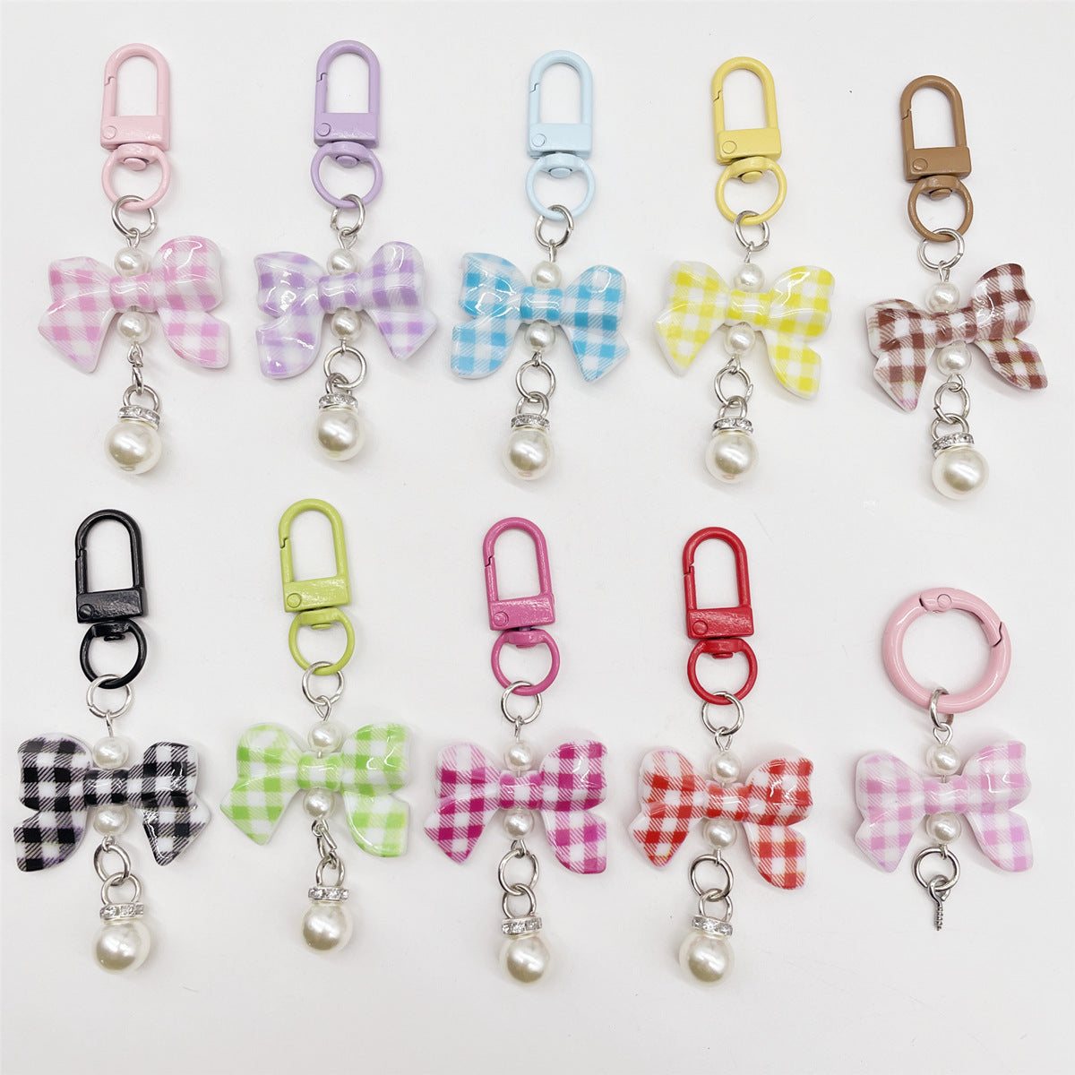 Wholesale Candy Colored Bowknot Texture Keychain Bag Charm Phone Accessory Gift