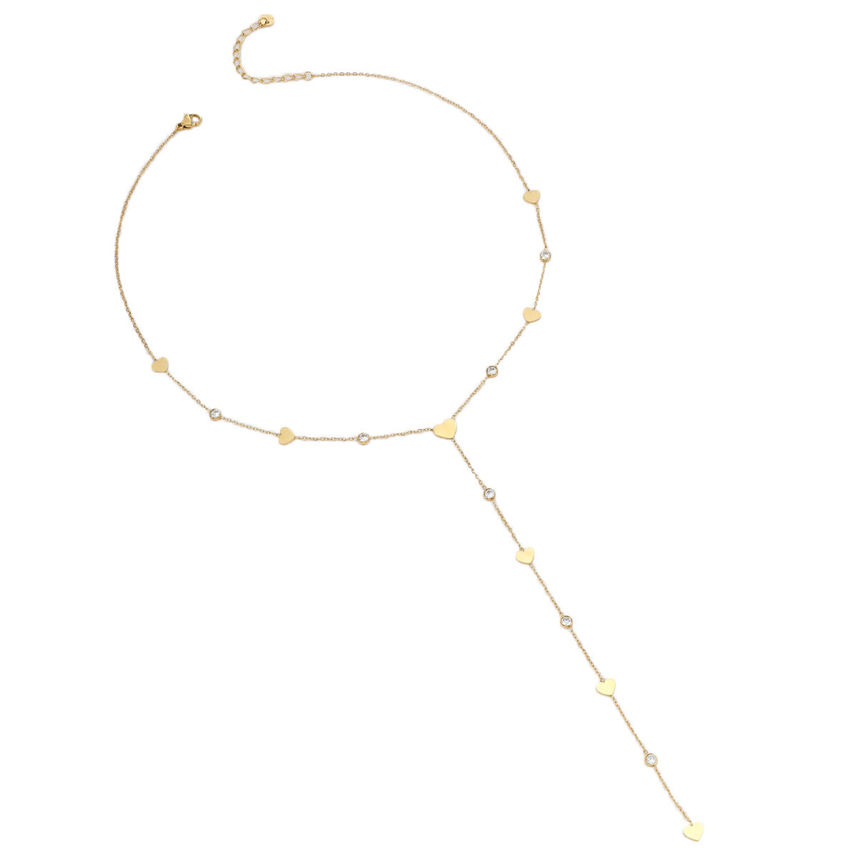 Wholesale Stainless Steel Water Drop Y-Shaped Tassel Gold Necklace
