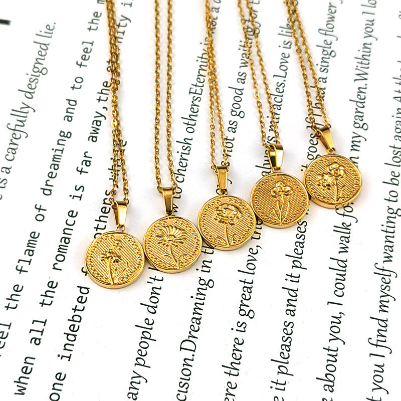 Wholesale Vintage 18K Stainless Steel December Flowers Pendant Necklaces ACC-NE-GuDi007