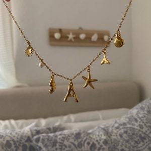 Wholesale Ocean Series Necklace 18k Gold Plated Necklace Conch Starfish Necklace Titanium Steel Necklace ACC-NE-Minx001