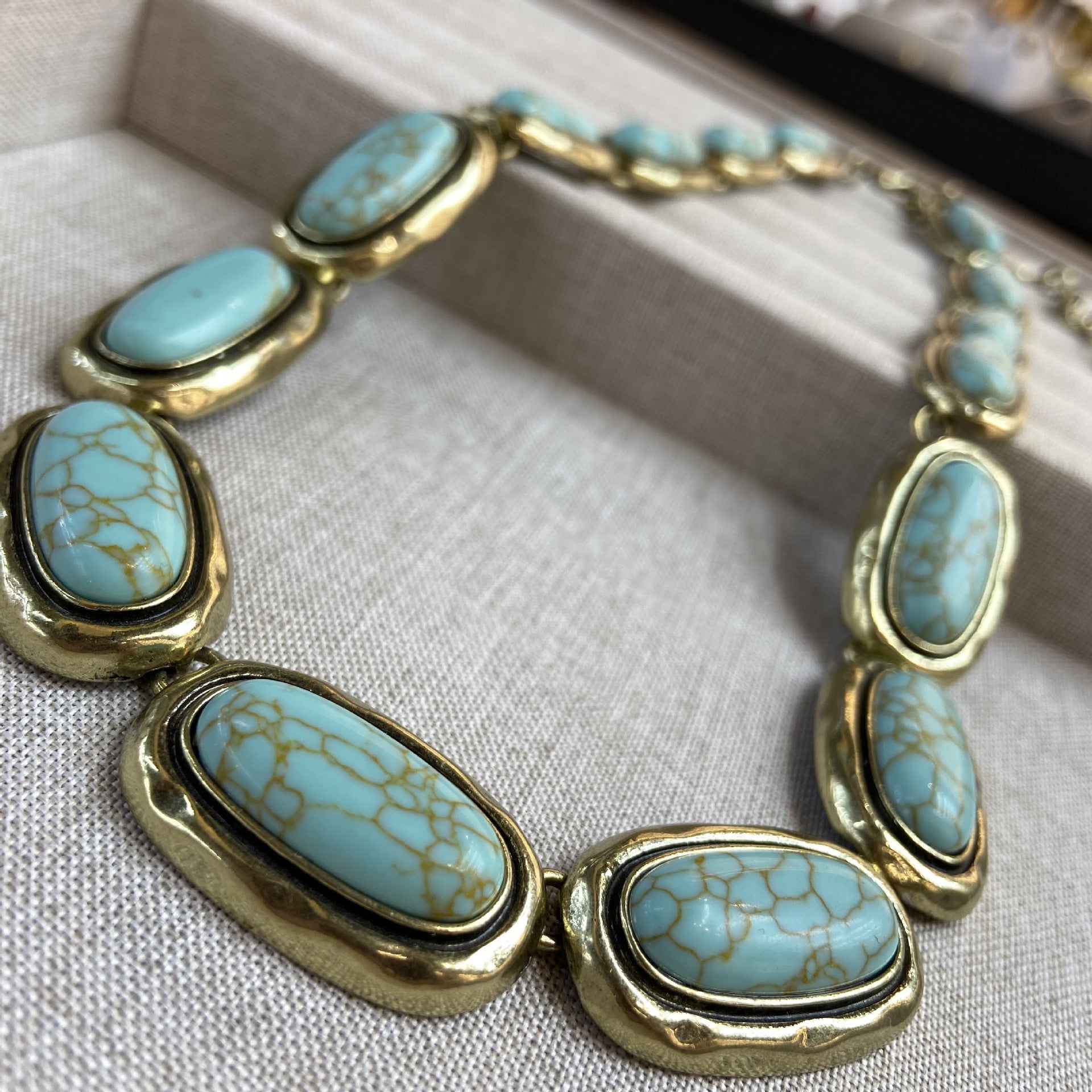 Wholesale retro turquoise necklace earrings suit vintage copper plated real  jewelry suit