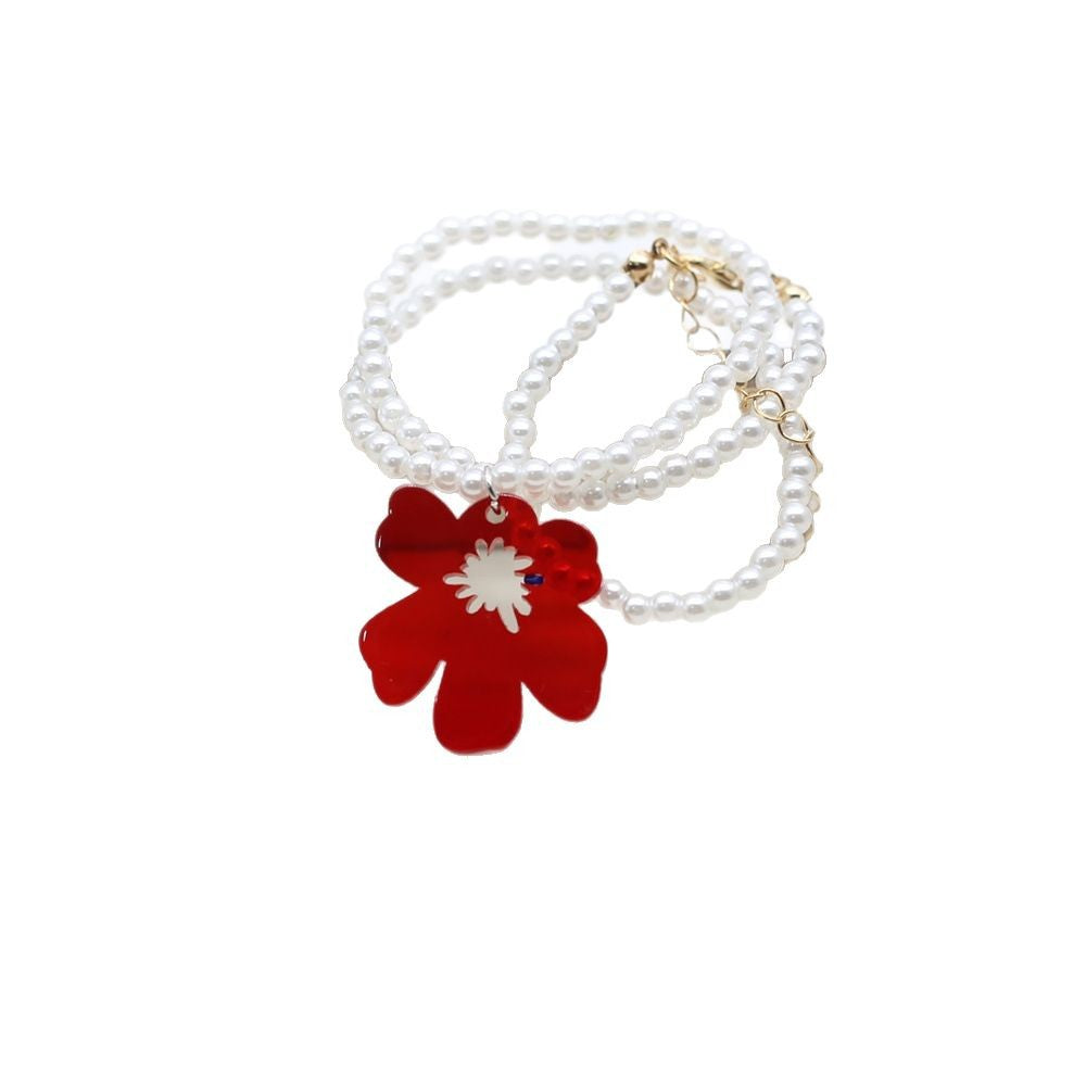 Wholesale Pearl Necklace Transparent Small Flower Series Pendant Necklace
