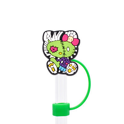 Wholesale Random 100pcs Halloween 10MM PVC Straw Tube Cap ACC-SCR-YiQu002