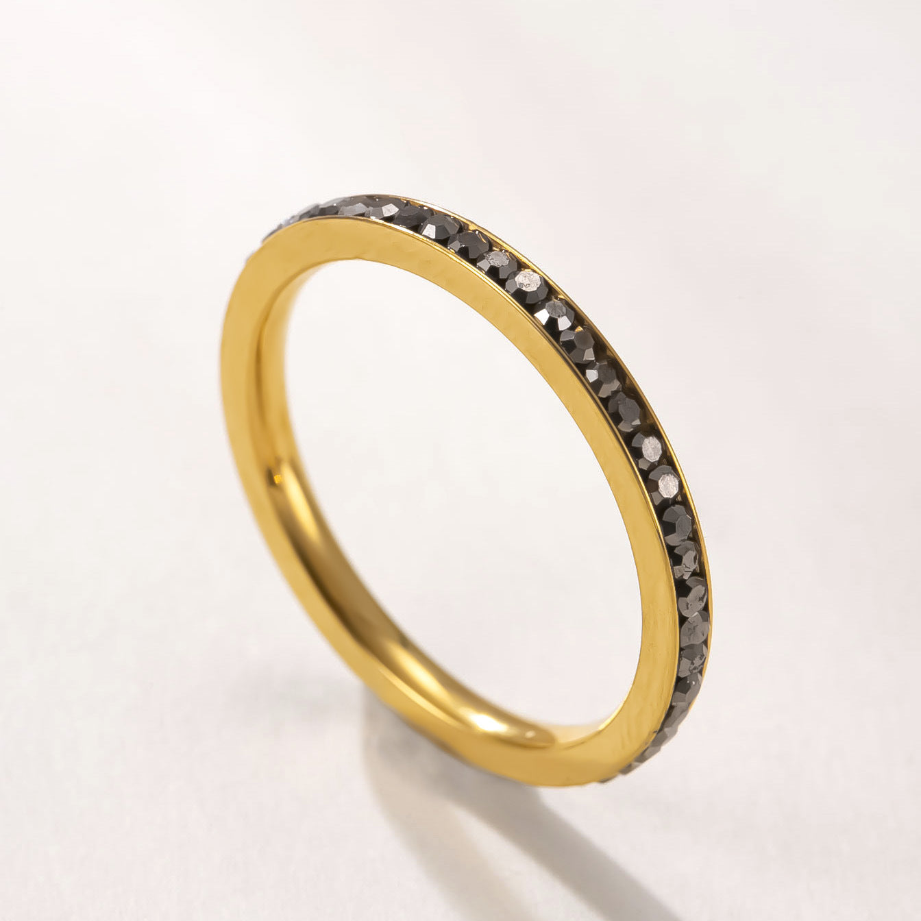 Wholesale Stainless Steel 2Mm Colored Diamond Couple Ring Chic Geometric Unisex Jewelry Accessory Gift