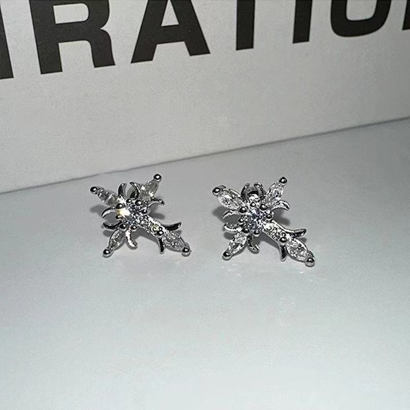 Wholesale Full Diamond Super Flash Cross Earrings