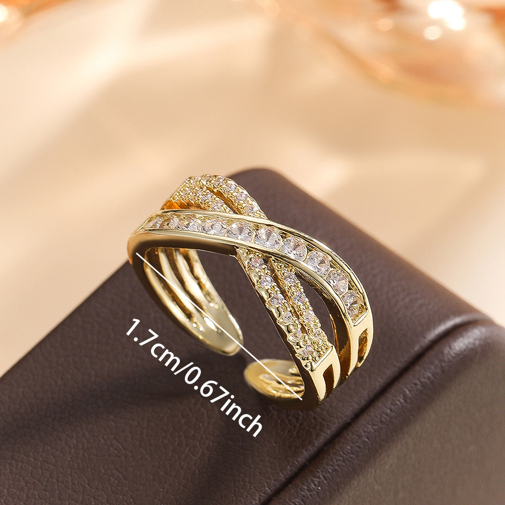 Wholesale Gold Moissanite Ring Adjustable Open Design Chic Women S Jewelry Gift