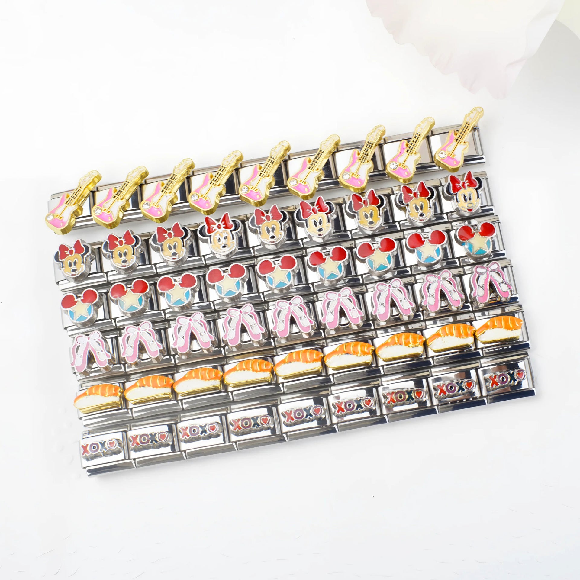 Wholesale 5pcs Italian Charm Bracelet 9mm DIY Splicing Cute Cartoon Stainless Steel Composable Bracelet