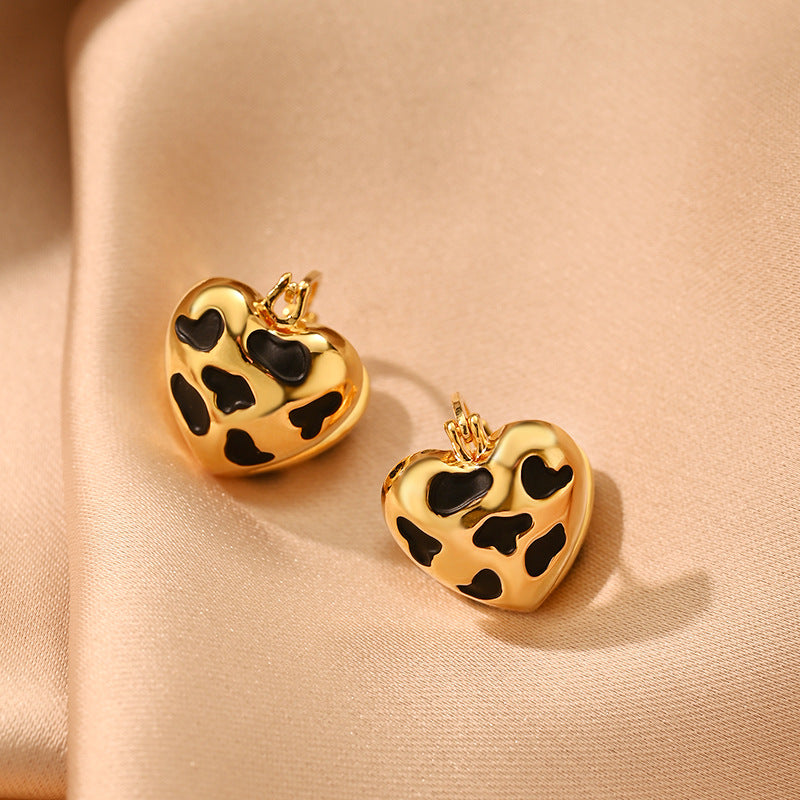 Wholesale Vintage Leopard Heart Earrings