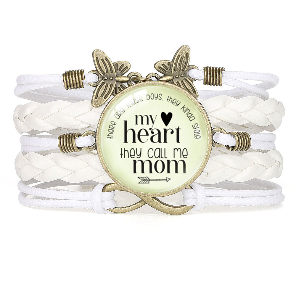 Wholesale Letter mom multi-layer braided leather bracelet