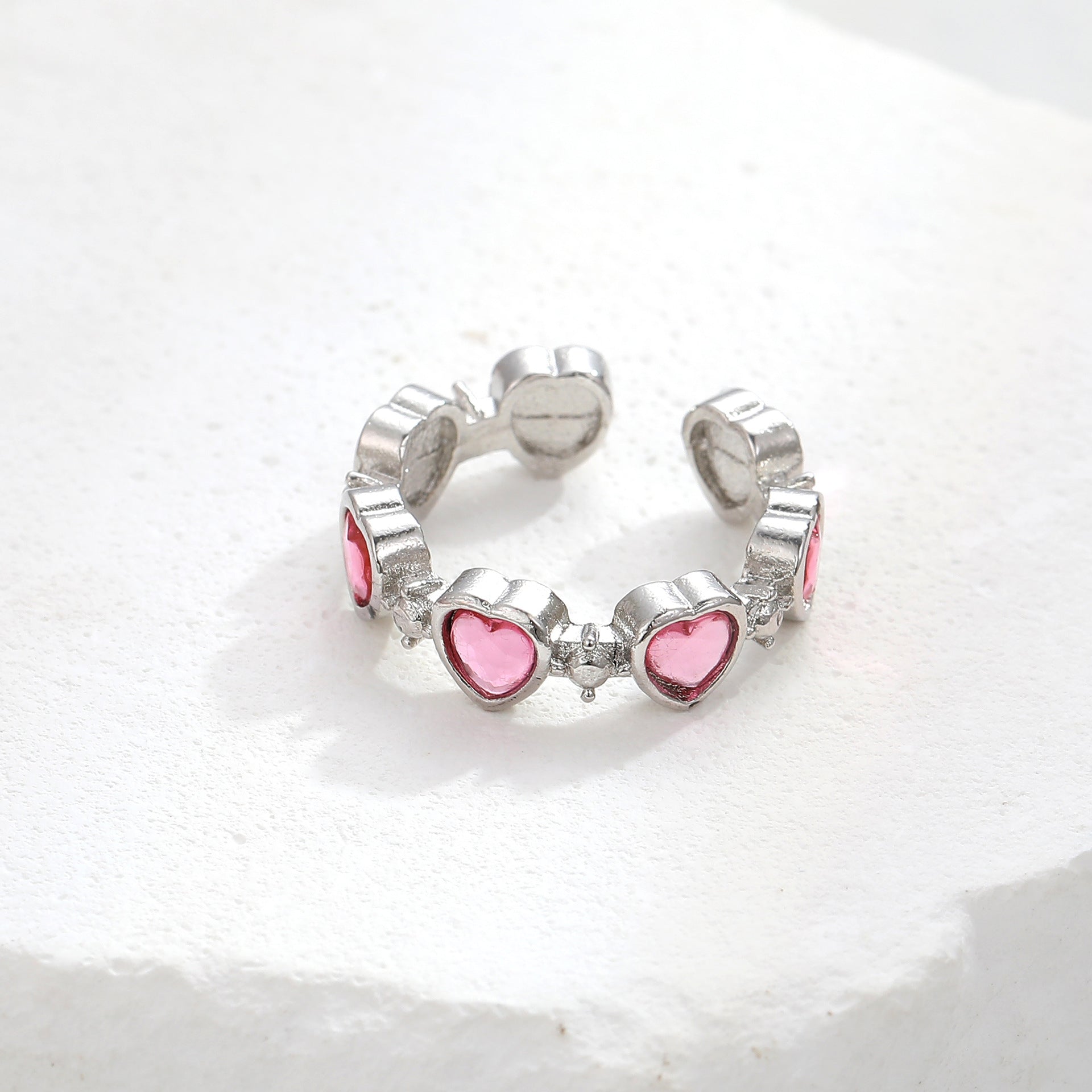 Wholesale Heart-shaped adjustable zircon ring