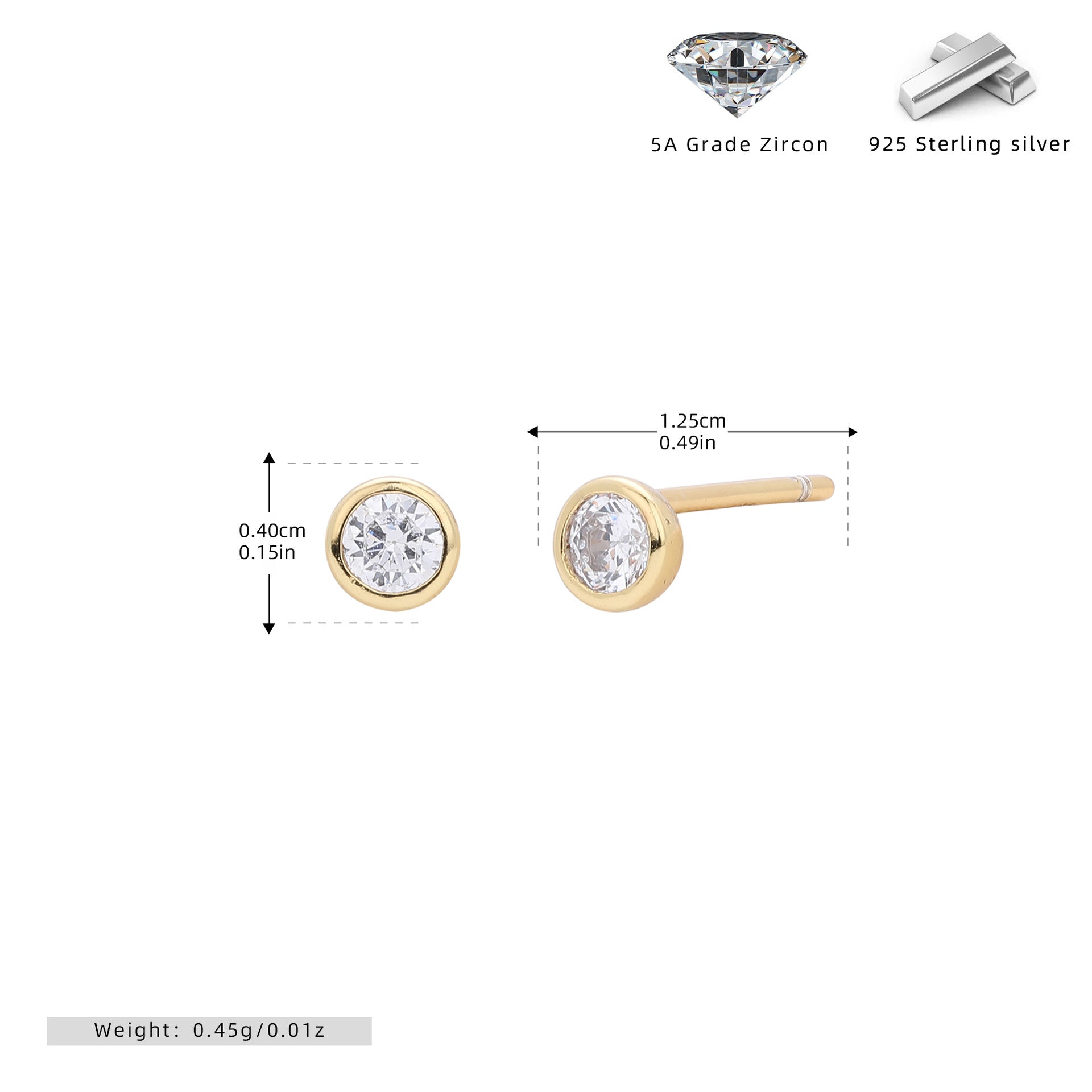 Wholesale  925 sterling silver simple round zircon earrings