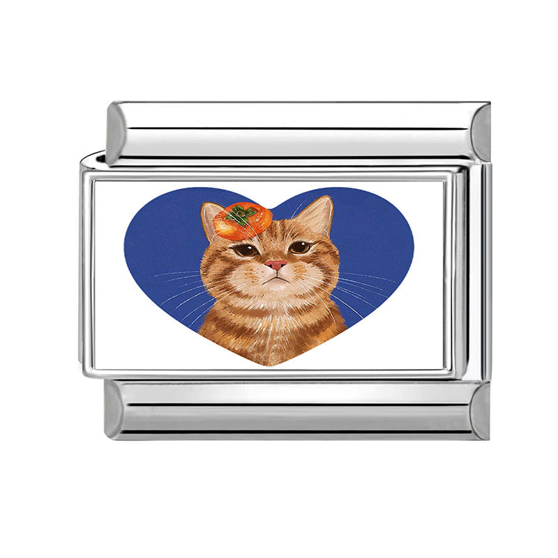 Wholesale Stainless Steel Cat Love Pattern DIY Charm Bracelet Accessories for Jewelry Making
