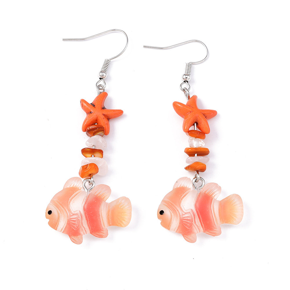 Wholesale  Fashion Clown Fish Ear Hooks Biological Fish Earrings