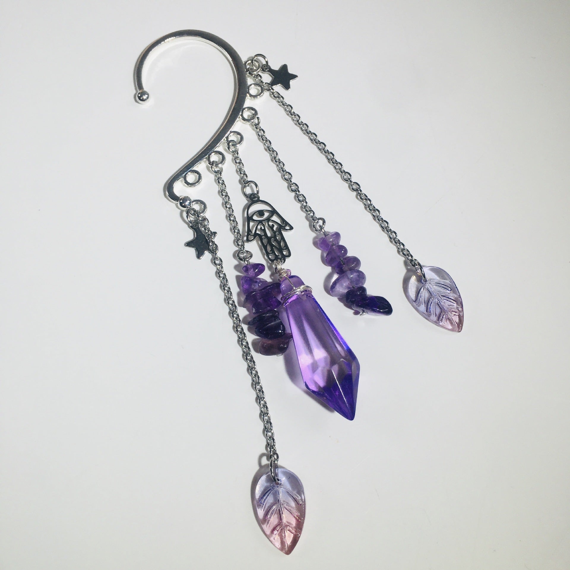 Wholesale Natural Crystal Gravel Elf Holeless Ear Hook Earrings ACC-ES-RongGuan006