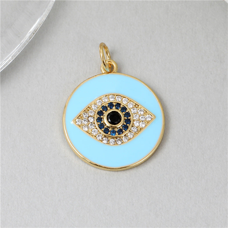 Wholesale Retro Round Evil Eye Pendant Copper Electroplated DIY Jewelry Accessory