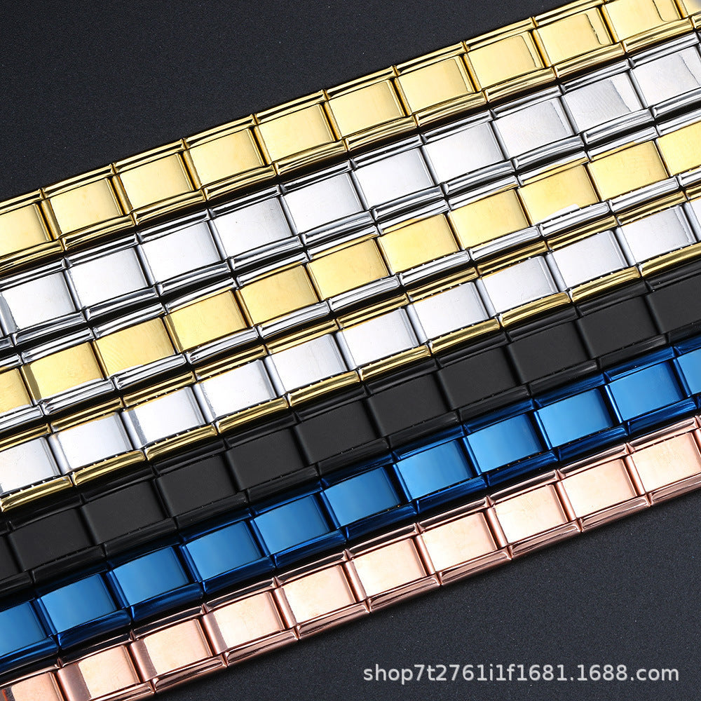 Wholesale Italian Style Stainless Steel Modular Square Block Elastic Bracelet Geometric Jewelry Accessory Gift