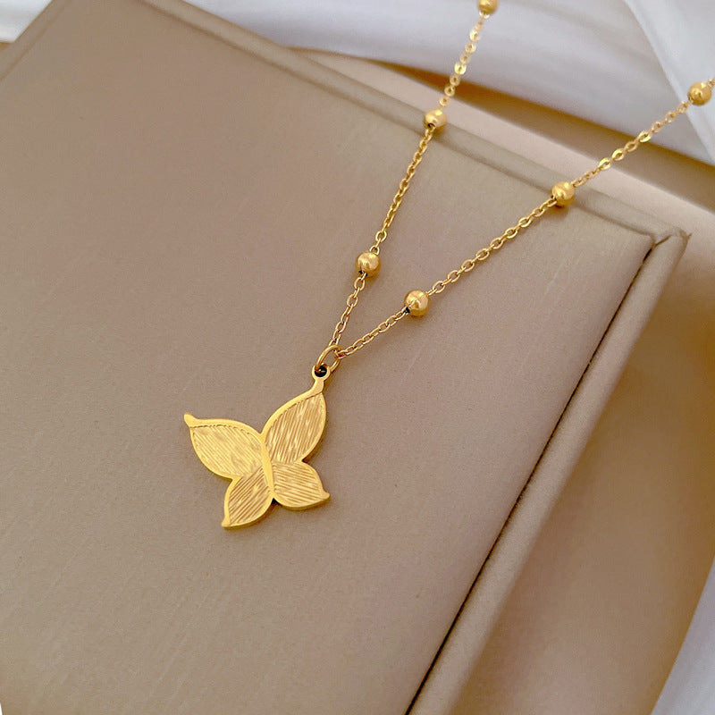 Wholesale Titanium Steel Texture Butterfly Necklace Clavicle Chain Choker Necklace ACC-NE-LiGe009