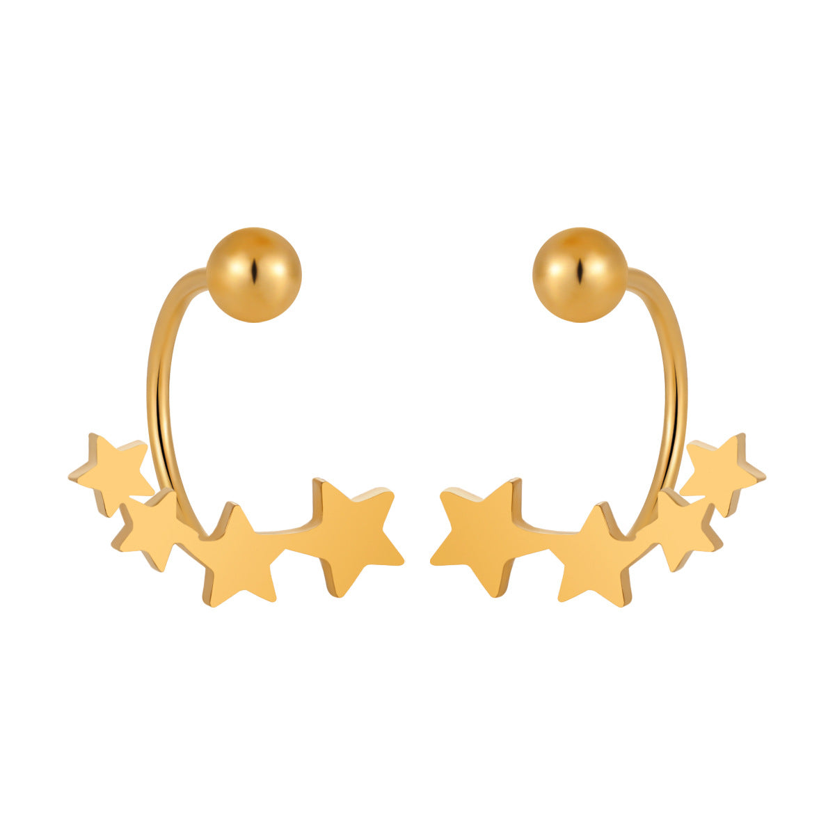 Wholesale Five Corner Star Ear Nail  Titanium Steel Earrings