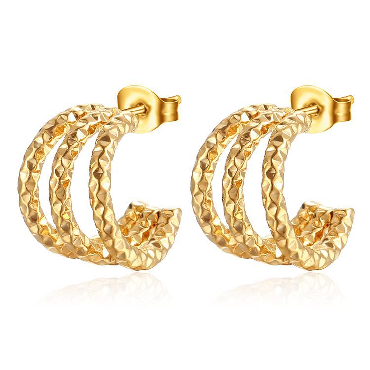 Wholesale Titanium Steel Electroplating Earrings Simple Multi-Layer Design Women' s Jewelry Accessory